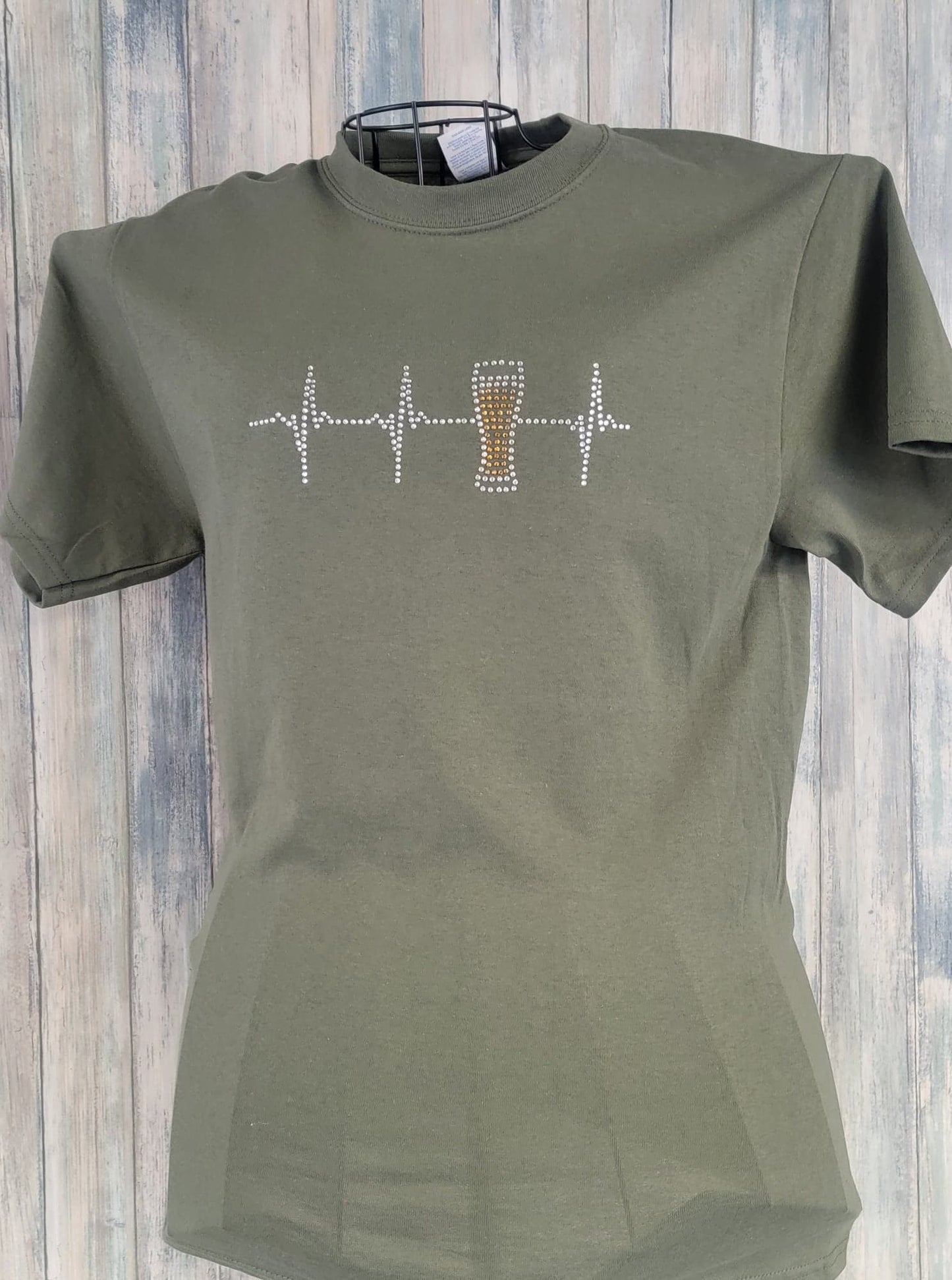 Sparkly Heartbeat Beer Short Sleeve Shirt