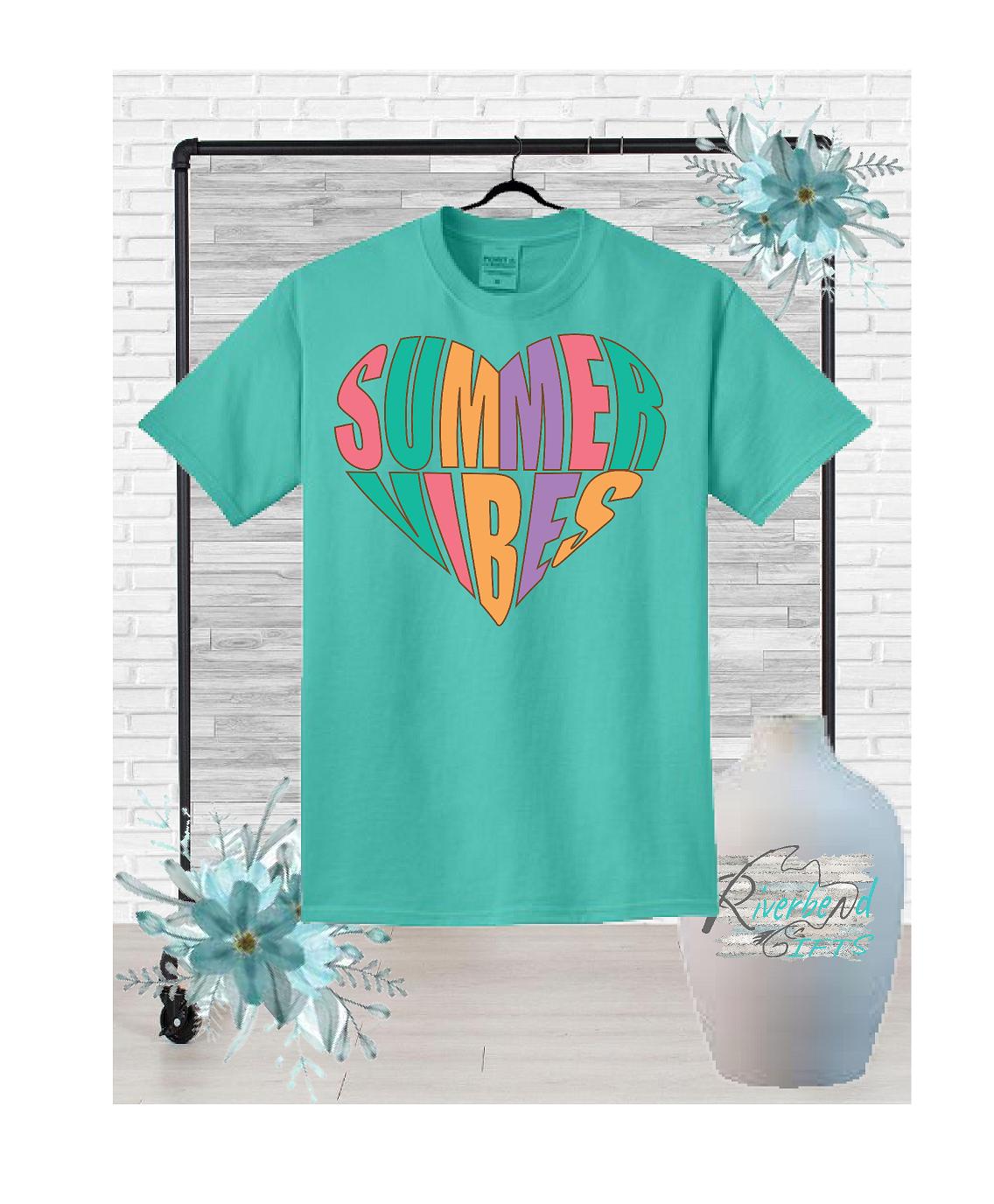 Summer Vibes Heart Ladies V-neck Shirt and Tank