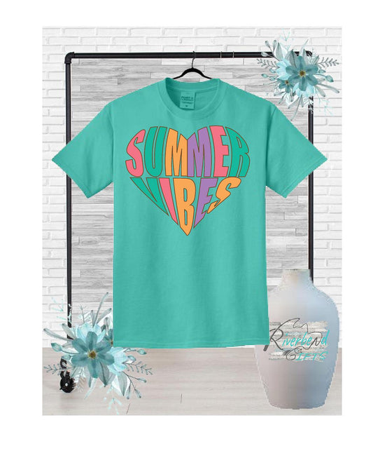 Summer Vibes Heart Short Sleeve Shirt