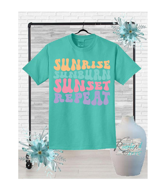 Sunrise Sunburn Sunset Repeat V-neck Shirt and Tank