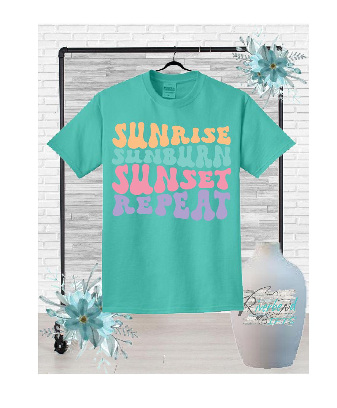 Sunrise Sunburn Sunset Repeat Short Sleeve Shirt